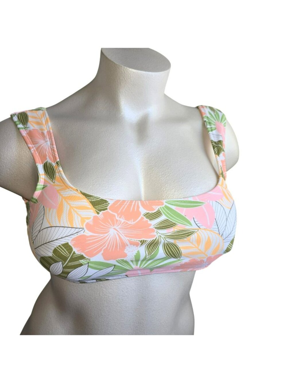 Tropical Floral Bikini Top With Adjustable Back Clip Womens Swimwear XL JJ4252
